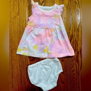 Baby girl Cat & Jack- tie dye Summer dress with bottom 3-6months